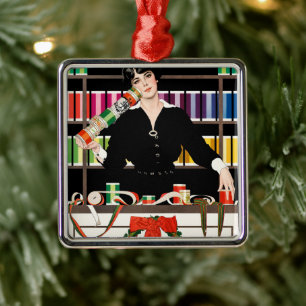 Antiek Art Deco Cadeaubonafdeling Metalen Ornament