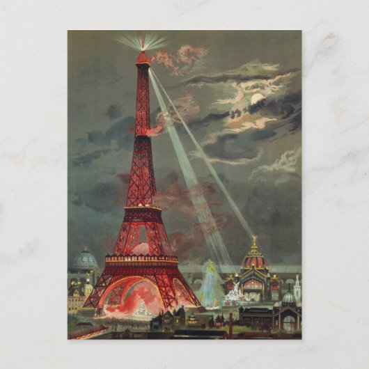 Antiek Art Deco Eiffel Tower Paris Frankrijk Briefkaart (Voorkant)