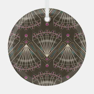 Antiek art deco, geometrisch patroon glas ornament