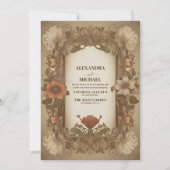 Antiek Art Nouveau Bloemenbruiloft Kaart (Voorkant)