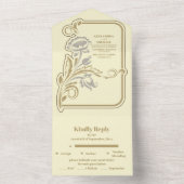 Antiek Art Nouveau bruiloft All In One Uitnodiging (Binnen)
