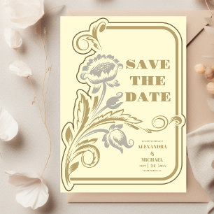 Antiek Art Nouveau bruiloft Save The Date