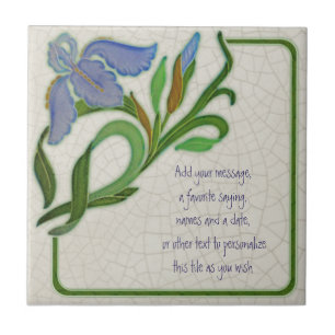 Antiek Art Nouveau Iris Repro Tile om aan te passe Tegeltje