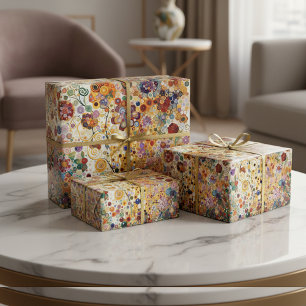 Antiek Art Nouveau stijl fijnschilderij bloemschil Cadeaupapier