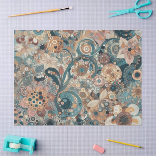 Antiek Art Nouveau stijl Fine Art Floral Painting Tissuepapier (Craft)