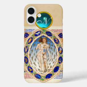 ANTIEK ASTROLOGIE, ZODIACELE SIGNALEN BLAUW GEM MO iPhone 16 PLUS HOESJE
