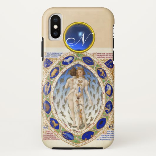 ANTIEK ASTROLOGIE, ZODIACELE SIGNALEN BLAUW GEM MO Case-Mate iPhone CASE (Achterkant)