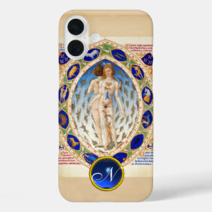 ANTIEK ASTROLOGIE, ZODIACELE SIGNALEN BLAUW GEM MO iPhone 16 PLUS HOESJE