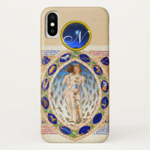 ANTIEK ASTROLOGIE, ZODIACELE SIGNALEN BLAUW GEM MO iPhone X HOESJE
