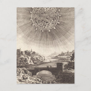 Antiek Astronomie Sky met zon door Allain Mallet Briefkaart
