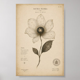 Antiek Astronomisch Bloemenschilderij aan de Muur Poster