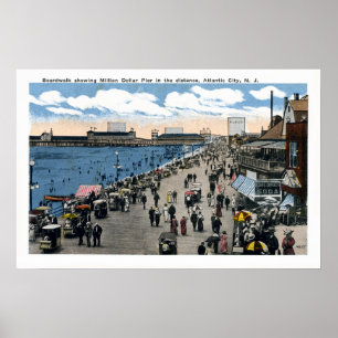 Antiek Atlantic City New Jersey Boardwalk Poster