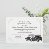 Antiek auto bruiloft kaart (Staand voorkant)