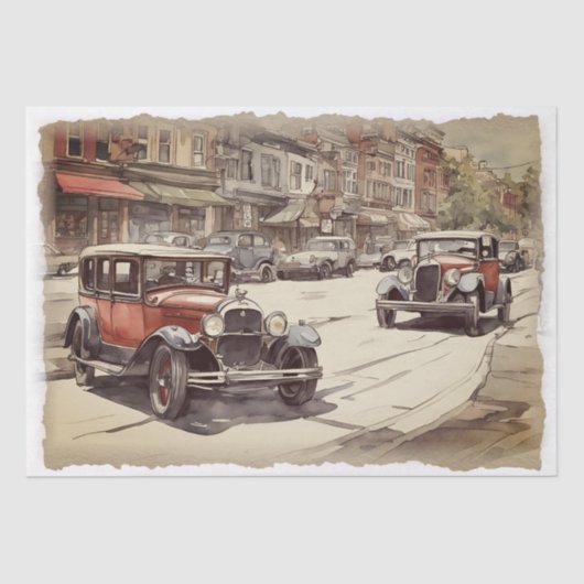  Antiek auto decoupage Tissuepapier (Voorkant)