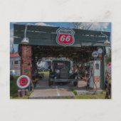 Antiek auto en pomp briefkaart (Voorkant)