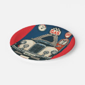 Antiek auto illustratie papieren bordje (Gekanteld)