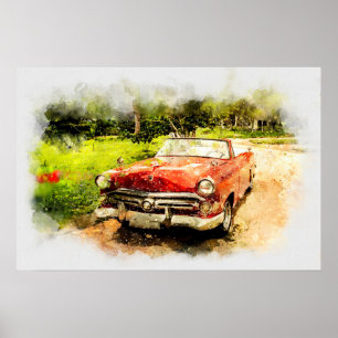 Antiek auto poster