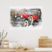 Antiek auto poster (Keuken)