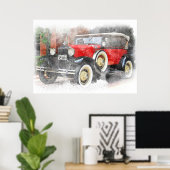 Antiek auto poster (Thuiskantoor)