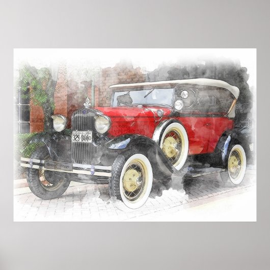 Antiek auto poster (Voorkant)