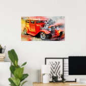 Antiek auto poster (Thuiskantoor)