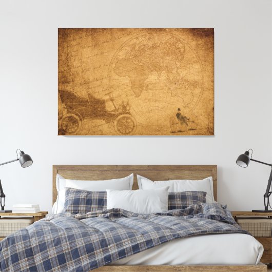 Antiek auto's, kaart elegant canvas afdrukken (Insitu (Slaapkamer))