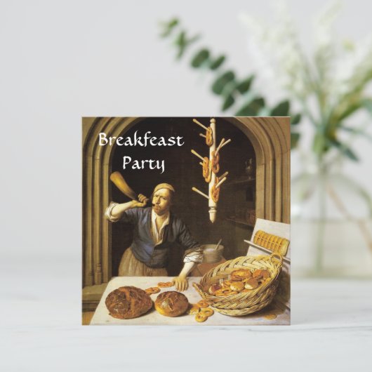 ANTIEK BACKERY-BREAKFEAST-PARTIJ Opening uitnodigi Kaart (Staand voorkant)
