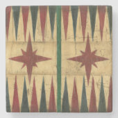 Antiek Backgammon Game Board van Ethan Harper Stenen Onderzetter (Voorkant)