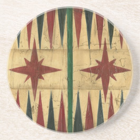 Antiek Backgammon Game Board van Ethan Harper Zandsteen Onderzetter (Voorkant)