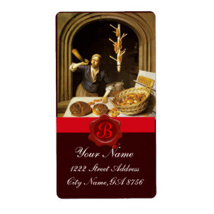 ANTIEK BAKER BAKERY BREAD SHOP WAX SEAL MONOGRAM ETIKET