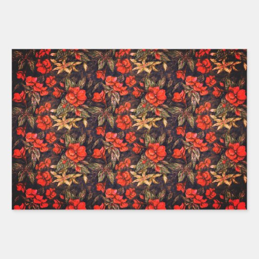Antiek balsem Flowers Pattern Art Inpakpapier Vel (Voorkant)