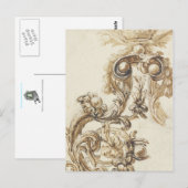 Antiek barokvormig briefkaart (Voorkant / Achterkant)