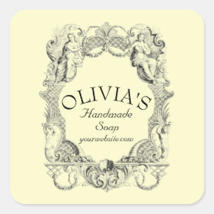 Antiek Baroque Rococo Cartouche Vierkante Sticker
