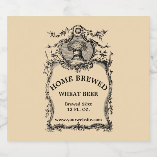 Antiek Baroque Rococo Harvested Wheat Bier Etiket (Enkel label)
