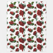 Antiek Bed van Rozen Fleece Deken (Voorkant)