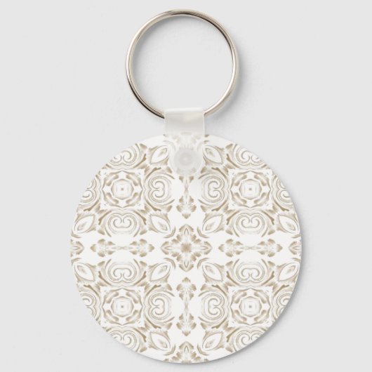 Antiek beige floraal sleutelhanger (Voorkant)