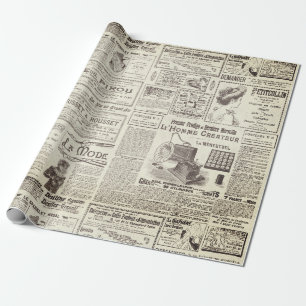 Antiek Beige Franse advertenties Ephemera Cadeaupapier
