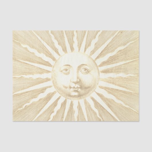 Antiek  Beige Gold Sun Face Tissuepapier (Voorkant)