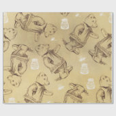 Antiek beren en honing cadeaupapier (Vlak)