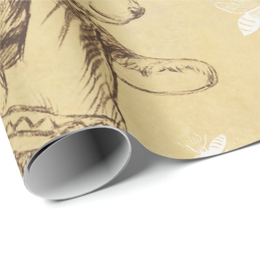 Antiek beren en honing cadeaupapier (Rol Hoek)