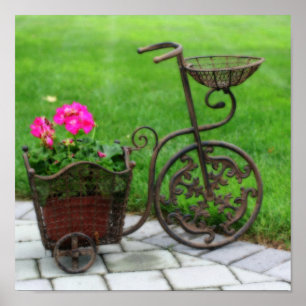 Antiek Bicycle Flower Container Orton Effect Poster