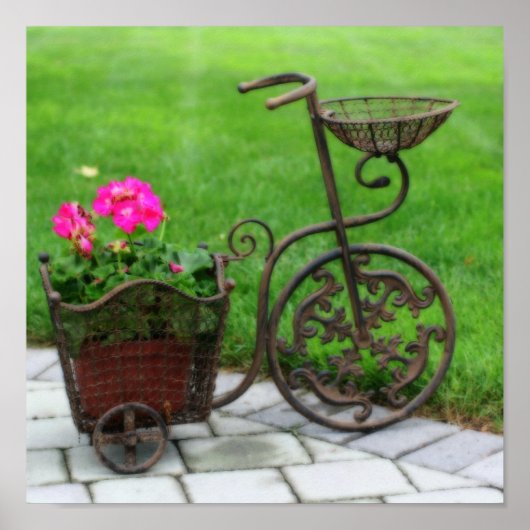 Antiek Bicycle Flower Container Orton Effect Poster (Voorkant)