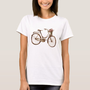 Antiek  Bicycle Flowers Rozen T-shirt