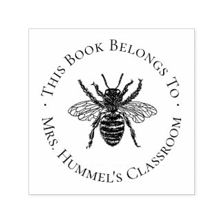 Antiek Bij Docent Ex Libris Label Zelfinktende Stempel