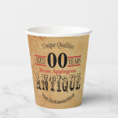 , Antiek 'Birthday'-ontwerp Papieren Bekers (Voorkant)