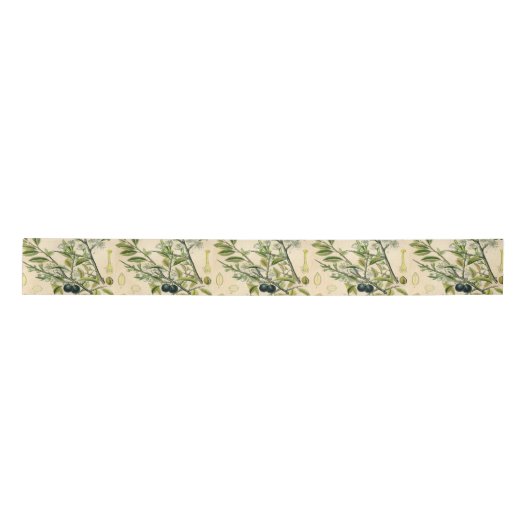 Antiek Blackthorn Botanische Print Bloembes Lint (Voorkant)