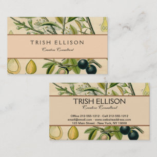 Antiek Blackthorn Botanische Print Bloembes Visitekaartje