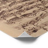 Antiek blad Music Bach Manuscript Poster (Hoek)