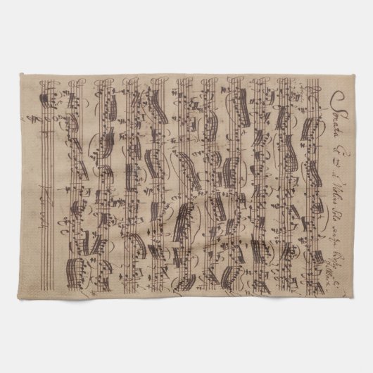 Antiek blad Music Bach Manuscript Theedoek (Horizontaal)