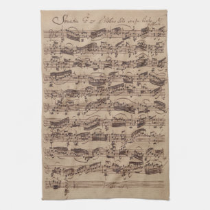 Antiek blad Music Bach Manuscript Theedoek